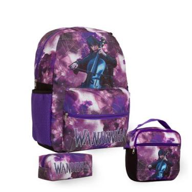 Imagem de Kit Mochila Escolar Menina Wandinha Com Lancheira Estojo - TOYS 2U