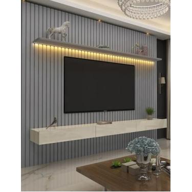 Imagem de Conjunto Home Suspenso Com Painel Ripado TV Até 75 Jendal Cor:Cinza - 