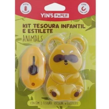 Imagem de Kit Tesoura Infantil e Estilete Animals Yins Paper  Modelos Divertidos