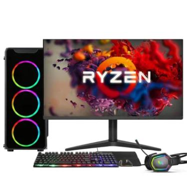 Imagem de PC Gamer Completo Amd Ryzen 5 5600g, Gráficos Radeon Vega 7, 16gb Ddr4, SSD 512gb, Fonte 500w, Monitor 21.5" 75hz, 3green Force - 3f-010