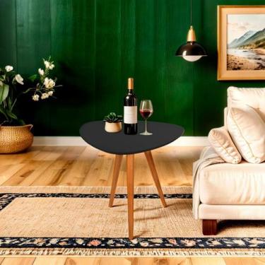 Imagem de Mesa Lateral Pé Palito Laca Orgânico Libano 60x70 Preto - Casa Uai