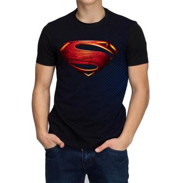 Imagem de Camiseta Camisa Masculina Superman Black Unissex Infantil Slim Fit Algodão