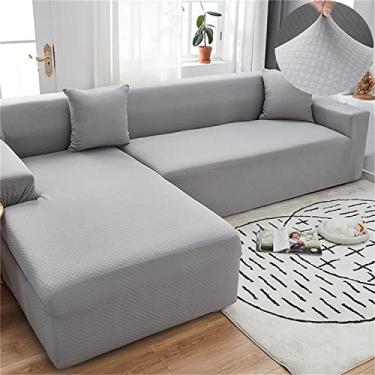 Imagem de Diumy Capas de sofá seccionais em forma de L, capa de sofá seccional de tricô grossa, capa elástica modal de fibras sintéticas para espreguiçadeira de 1/2/3/4 lugares, cinza 1 assento (90-140 cm)