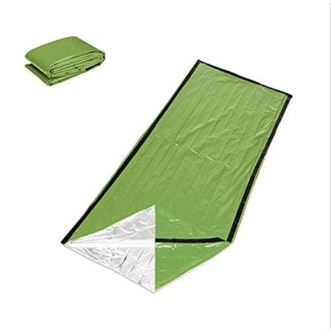 Imagem de Saco de dormir de sobrevivência 2021, saco de dormir de emergência PE térmico reutilizável impermeável sobrevivência acampamento viagem saco de dormir (verde exército)
