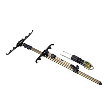 Imagem de Barraca de pesca Suporte de torre dupla de liga de alumínio, suporte de vara de pesca de dupla multi-função, inserção de haste-a-terra Suporte para vara de pescar