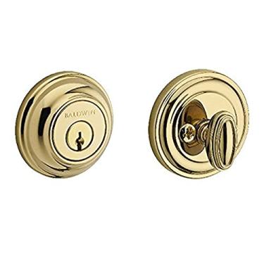 Imagem de Baldwin Reserve SCTRD003S Single Cylinder Traditional Round Deadbolt with Smartkey Lifetime Brass Finish