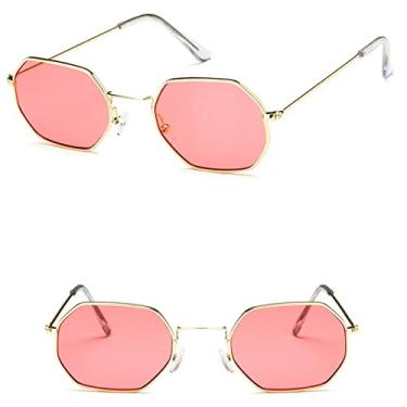 Imagem de Óculos de sol de metal poligonal feminino retrô armação pequena óculos de sol feminino óculos de sol para homens lente oceano gafas de sol, g, china