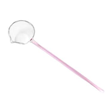 Imagem de FAKEME Concha de cozinha de vidro soprado boca 24 cm alça longa concha de servir colher concha de sopa para perfurar sopa molho ovo cozinha restaurante panela quente, rosa