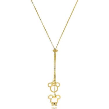 Imagem de Colar Personalizado Gravata Mickey E Miney Folheado Em Ouro