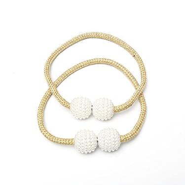 Imagem de Cinta de pérola ímã fivela fivela gancho fivela decorativa corda cortina fivela luz luxo acessórios cinto de gravata corda cortina tiebacks, T2,4 pcs