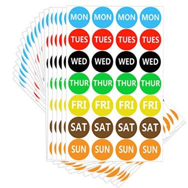 Imagem de Etiquetas 7 Days of The Week Adesivos autoadesivos redondos com pontos de codificação de cores, adesivos de pontos redondos de 2,54 cm - seg, terça, casa, quintas, sex, sol sábado - etiquetas de rotação de alimentos (500 peças)