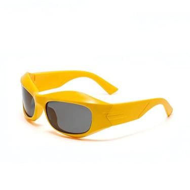 Imagem de Óculos de proteção brancos grandes óculos de sol femininos de luxo designer esportivo punk óculos de sol masculinos óculos de sol da moda, amarelo preto, tamanho único