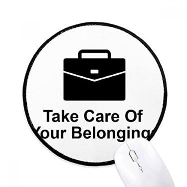 Imagem de DIYthinker Care Your Belongings Black Symbol Mouse Pad Desktop Office Tapete redondo para computador