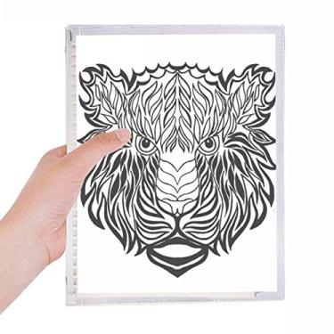 Imagem de Caderno de esboço de desenho de animal de leão forte, diário de folhas soltas, recarregável, papelaria