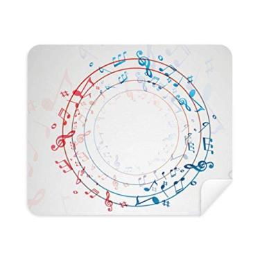 Imagem de DIYthinker Limpador de tela de pano de limpeza de notas musicais vermelho azul em forma redonda 2 peças tecido de camurça