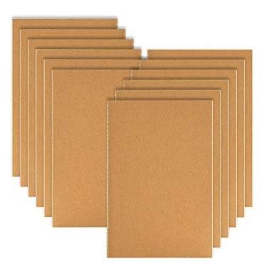 Imagem de Coopay Pacote com 12 cadernos Kraft marrom forrado com capa marrom para viajantes - Tamanho A5 - 210 mm x 140 mm - 60 páginas forradas/30 folhas para fazer planos, escrever memorandos, material