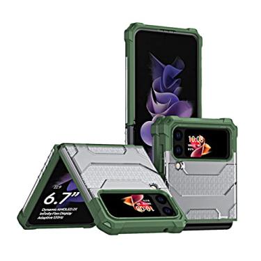 Imagem de Capa dobrável antiderrapante antiderrapante para Samsung Galaxy Z Flip3 5G Flip 3 Capa de telefone ultrafina para capas Samsung Z Flip 3, verde militar, para galaxy Z flip 3