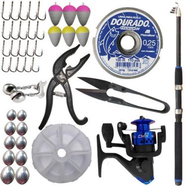 Kit De Pesca Completo 2 Varas 1,50m 2 Molinetes e Acessórios