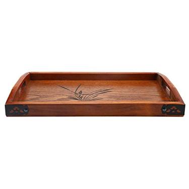 Imagem de Bandejas OKJHFD com alças, bandeja grande de madeira para servir chá, bandeja para bebidas com água, bandeja de madeira para chá para café da manhã na cama e muito mais