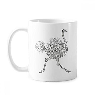 Imagem de Caneca longa de cerâmica para corrida com pintura de pássaro, copo de porcelana para café