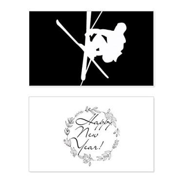 Imagem de Skate esportivo preto esboço ano novo festival cartão felicitações Bless mensagem presente