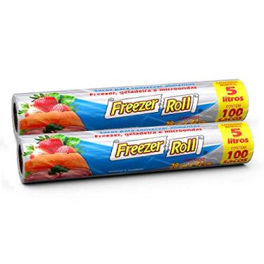 Imagem de Saco para alimentos Freezer-Roll, 5 litros, transparente, conjunto com 2 rolos com 100 sacos cada