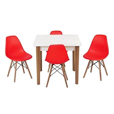 Imagem de Conjunto Mesa de Jantar Luiza 80cm Branca com 4 Cadeiras Eames Eiffel - Vermelho