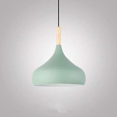 Imagem de Lustre Interno Luminária Nordic Simple Bar Suspensão Luminária Pendente Colorida Restaurante Quarto Luzes De Cabeceira Arte Moderna E Luminária Criativa Base E27 Com Madeira E Alumínio,Verde,Const
