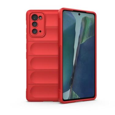Imagem de Capa para Samsung Galaxy Note 20 4G / 5G 6.7" (inclui 2 peças proteção tela temperada) Capa protetora resistente em forma ranhura criativa, capa traseira TPU macia à prova choque -vermelho