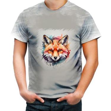 Imagem de Camiseta Desgaste Raposa Fox Ilustrada Abstrata Cromática 1 - Kasubeck