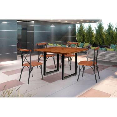 Imagem de Conjunto Mesa 120x90cm com 4 Cadeiras Laís Art & Luxo Preto/Castanho