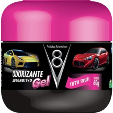 Imagem de Perfumador de Ambientes Para Automóveis (Aromatizador de ar) em Gel, Tutti Fruti, V8, 60 g, Rosa