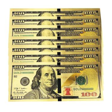 Imagem de Marcador de notas de cem dólares em folha de ouro, conjunto de 10 peças