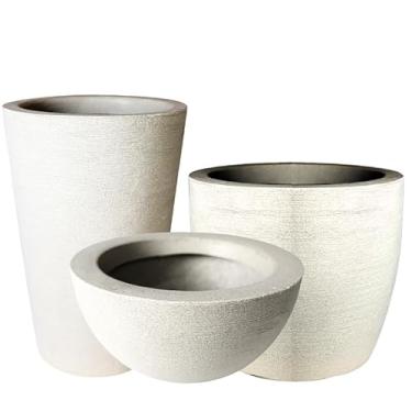 Imagem de CONJUNTO DE 3 VASOS DECORATIVOS PARA PLANTAS E FLORES 3 MODELOS DIFERENTES GRAFIATO EM POLIETILENO (AREIA)