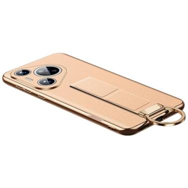 Imagem de LTLMYDAM Capa de couro real para Huawei Pura 70 Ultra/70 Pro/70 Pro+/70, capa ultrafina com suporte oculto com revestimento de anel de dedo, borda macia, capa de proteção antiqueda, rosa, 70 Ultra