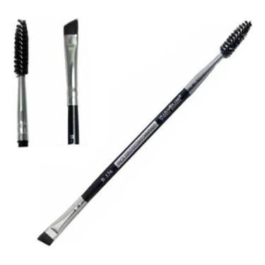 Imagem de Pincel duplo maquiagem escova chanfra macrilan b136 - preto