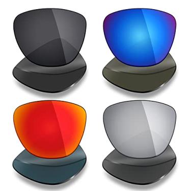 Imagem de Mryok 4 pares de lentes polarizadas de substituição para óculos de sol Oakley Frogskins XS OJ9006 - Stealth Black/Fire Red/Ice Blue/Silver Titanium