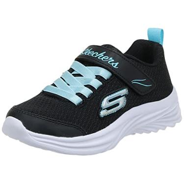Imagem de Tênis esportivo infantil Skechers para meninas, leve, lavável na máquina, Black/Turquoise, 13 Little Kid