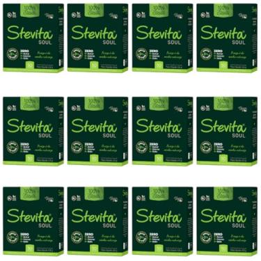 Imagem de Kit 12x Adoçante Stevita Soul Vegano - 100% Stevia - 50 Sachês de 0,7g cada - Total 600 sachês