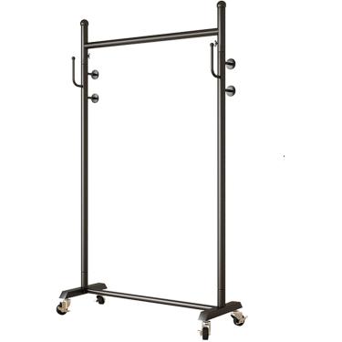 Imagem de Rack de roupas elegante com rodas, trilho de roupas independente com ganchos laterais, organizador de roupas com rodinhas para quarto, lavanderia, capacidade de carga 176 libras, branco, 60x