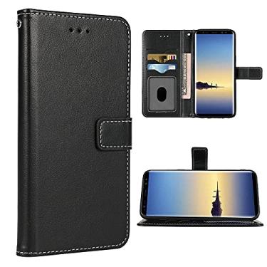 Imagem de FDCWTSH Capa carteira compatível com Samsung Galaxy Note 8 com alça de pulso com cordão de couro com suporte para cartão de celular para Glaxay Note8 Not S8 Galaxies Gaxaly Preto