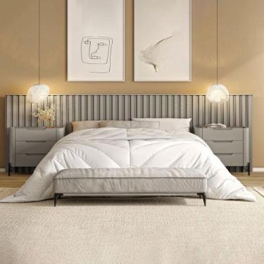 Imagem de Conjunto Cabeceira Super King 400cm c/ 2 Mesas de Cabeceira - Casa Lar
