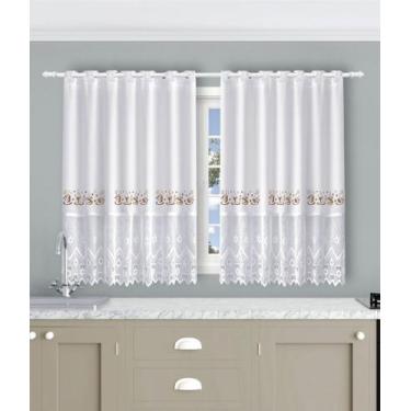 Imagem de Cortina de Cozinha Estampada 150x260 cm Branca Vitória - Beija Flor
