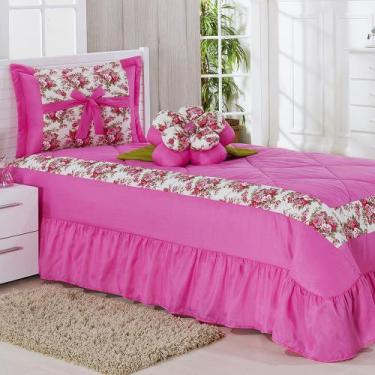 Imagem de Kit Cobre Leito Solteiro Amazonas 03 Peças + Cortina 2 mts - Pink - Bo