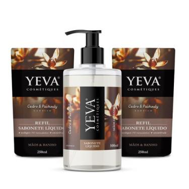 Imagem de KIT Sabonete Líquido YEVA Exótico 500ml + 2 Refis 250ml  Cedro & Pacho