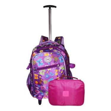 Imagem de Kit Mochila Coração Love 2102 + Estojo Rodinhas Escolar Top - Outras M
