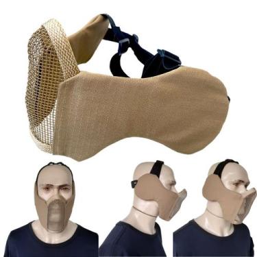 Imagem de Mascara Meia Face Confort Metal Proteçao Orelha Paintball Tatica Resis