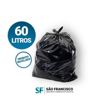 Imagem de KIT Saco De lixo 60L Com 300 unidades - SF PLASTICOS, Preto