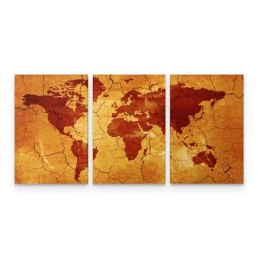 Imagem de Quadro Decorativo Mapa Mundi Vintage Retrô Mosaico -  Wall Frame