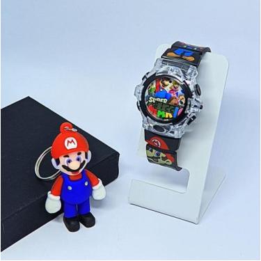 Imagem de Kit Relógio Infantil Digital Pisca Luz Led + Chaveiro Personagem Mini 